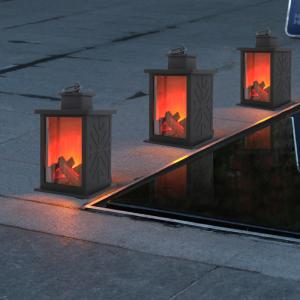 Quality Simulated Fireplace Solar Flickering Flame Lantern 3.7V 5W Solar Courtyard Light for sale