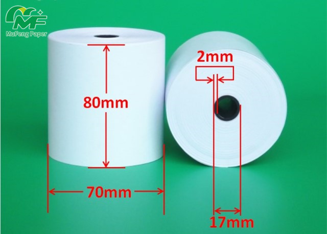 Quality Aseptic 80x70mm POS Terminal Paper Rolls , Receipt Paper Roll High Rubbing Resistance for sale