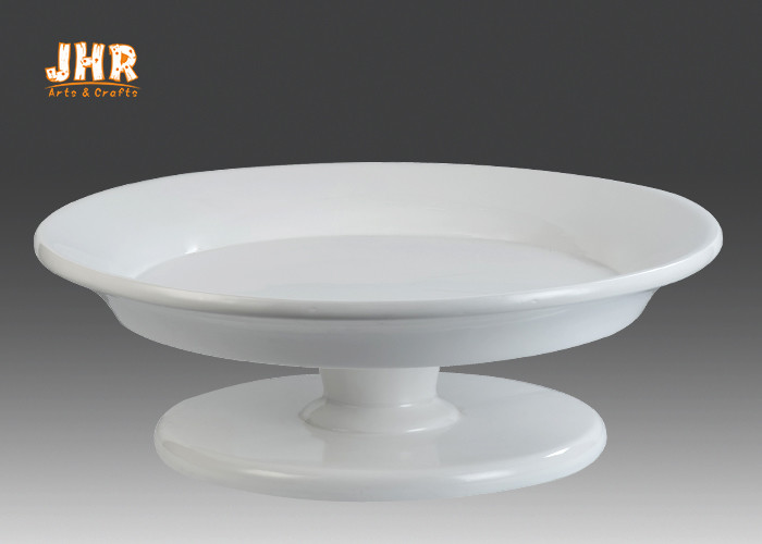 Quality Footed Glossy White Fiberglass Centerpiece Table Vases Flower Serving Bowl for sale