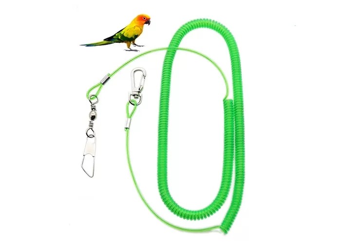 Quality Green Wire Coil Parrot Climbing Rope TPU With Snap One End / Pin Holder One End for sale