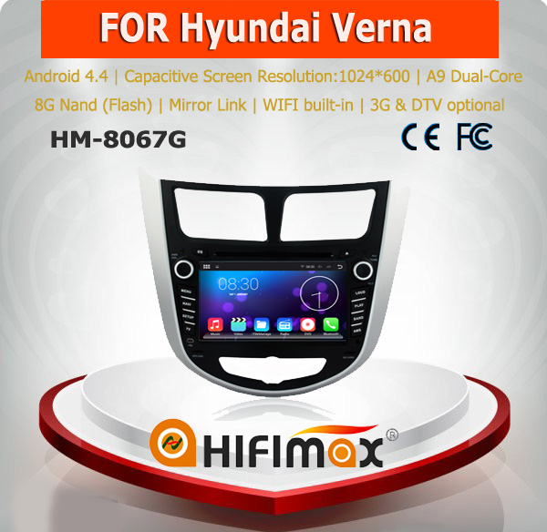 China HIFIMAX Android 4.4.4 car radio dvd gps navigation for HYUNDAI Verna Accent Solaris 2011-2012 with capacitive screen on sale