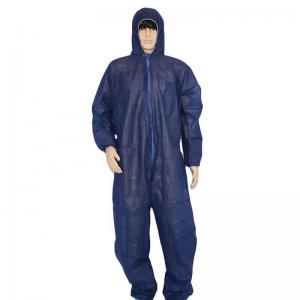 Quality Breathable Non Woven Disposable PP Coverall With 1 2 Way Zipper for sale