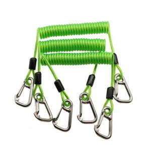 Quality 304 Stainless Steel Coiled Cable Tool Lanyard Clear Green Color Bearing 30KG for sale