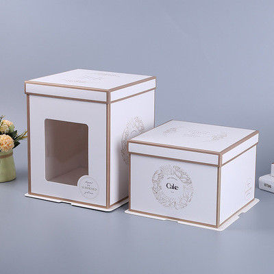 Quality 4 Inch Mousse Cake Kraft Paper Food Takeaway Boxes Thickened Open Window for sale