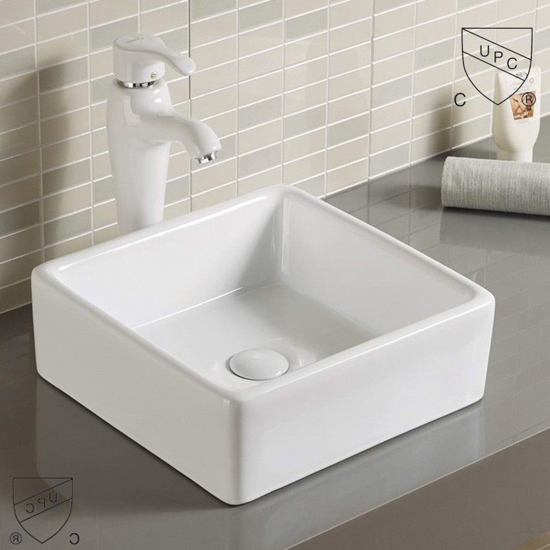 China Square Porcelain Sink Small Decal Bathroom Wash White Hand Basin on sale