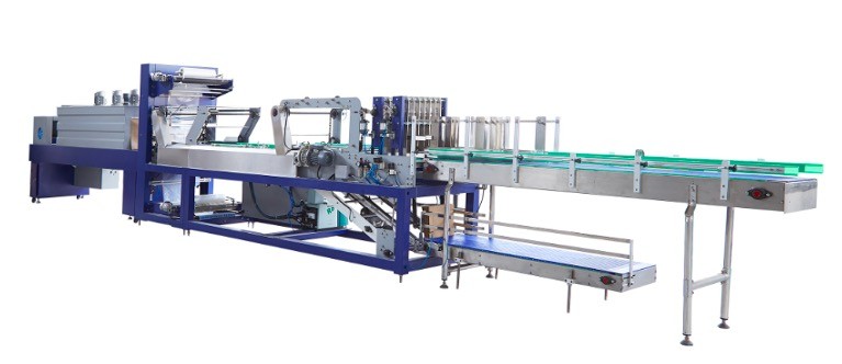 Quality Automatic Beverage PE Shrink Film Wrapping Machine For Glass Bottle Water Line for sale