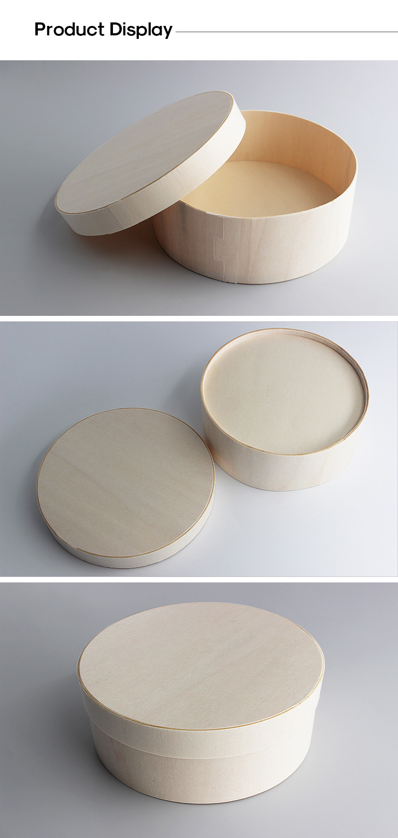 Quality Brie Cheese Round Food Delivery Packaging 110mm To 165mm Poplar Wood Veneer for sale