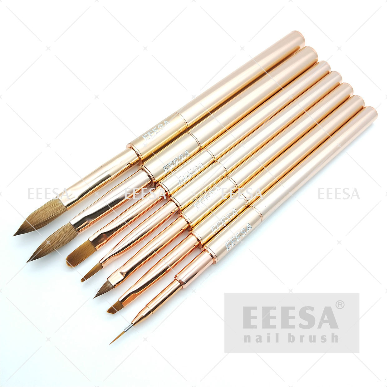 Quality Rose Gold Pure Kolinsky Acrylic Brush Customized Liner Stripping  With Cap for sale