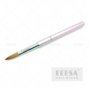 Quality 671U Pink Metal Sparkling Dotting Handle 100% Kolinsky Sable Hair Acrylic Nail Brush #10 for sale