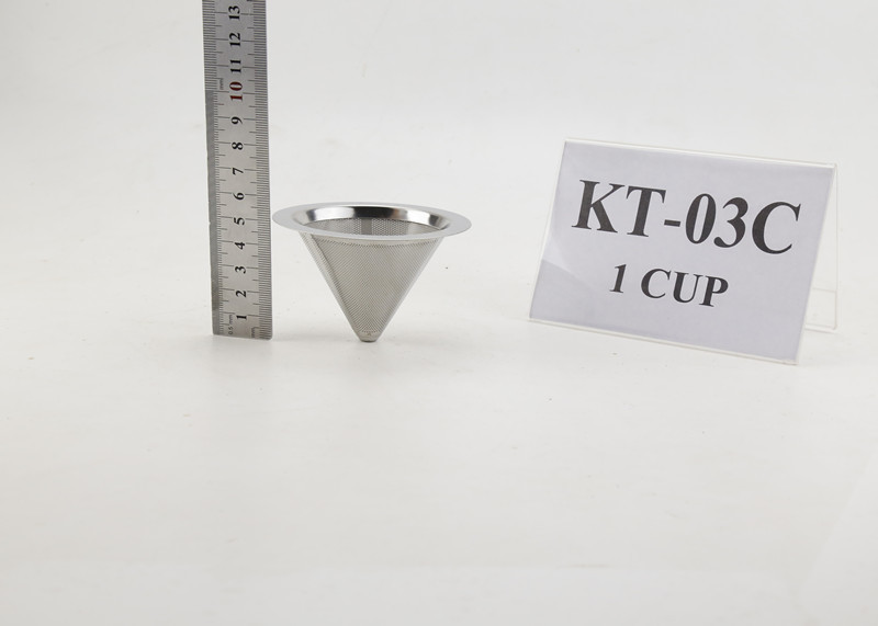 Reusable Coffee Filter Cone , Stainless Steel Coffee Cone For 4 Cups