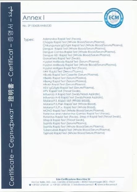 Hangzhou AllTest Biotech CO.,LTD Certifications