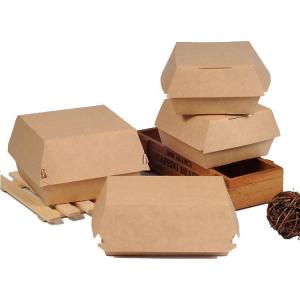 Quality 120x120mm PLA Lined Kraft Paper Burger Box Paperboard Grease Resistant Packaging for sale