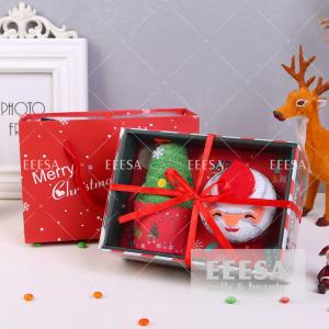 Quality Luxury Paper Box Santa Claus Xmas Tree Merry Christmas Bath Face Hand Washrag Towel Gift Set for sale