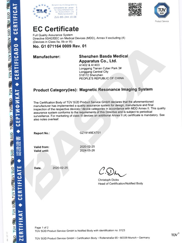 Shenzhen Basda Medical Apparatus Co., Ltd Certifications