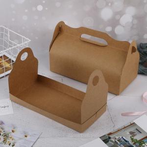 Quality Large Kraft Paper Portable Dessert Takeaway Boxes Baking Cake Roll Packaging for sale