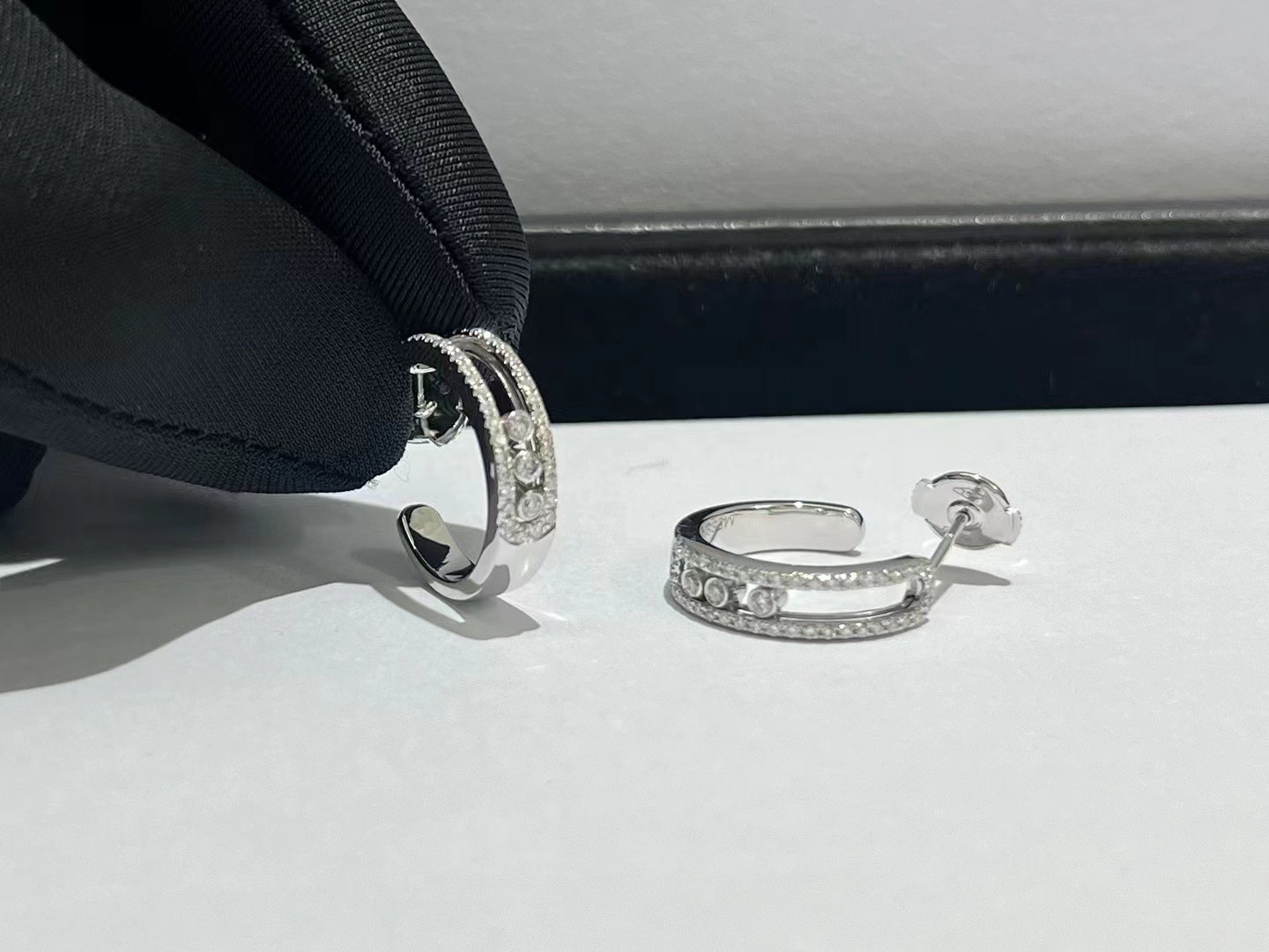 Quality jewelry luxury fine gold diamond earrings Messika 18k gold diamond for sale