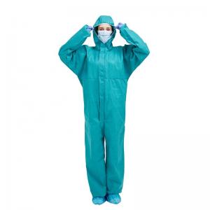 Quality Zipper Front Cleanroom Disposable Coverall With Hood Germfree for sale