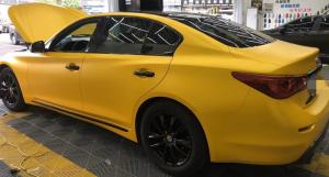 Quality Yellow Metallic Matte Car Vinyl Wrap Self Adhesive 140gsm Thick for sale