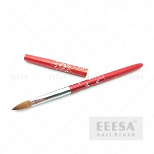 Quality Red Metal Handle Acrylic Nail Brush 8 With Sparkling Dotting Flower for sale