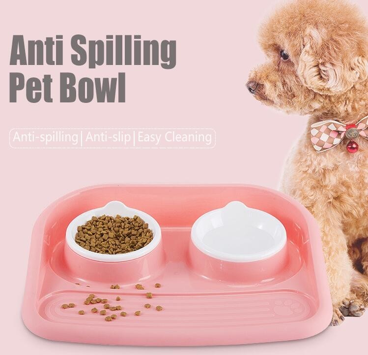 Quality Non Slip Plastic Feeding Dishes No Spill Pet Dog Cat Double Food Water Bowl For Cat Dog, Premium Colorful Dog Water Food for sale