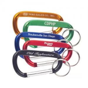Quality D Shape Pantone Color 8CM Aluminum Snap Carabiner With Key Ring for sale