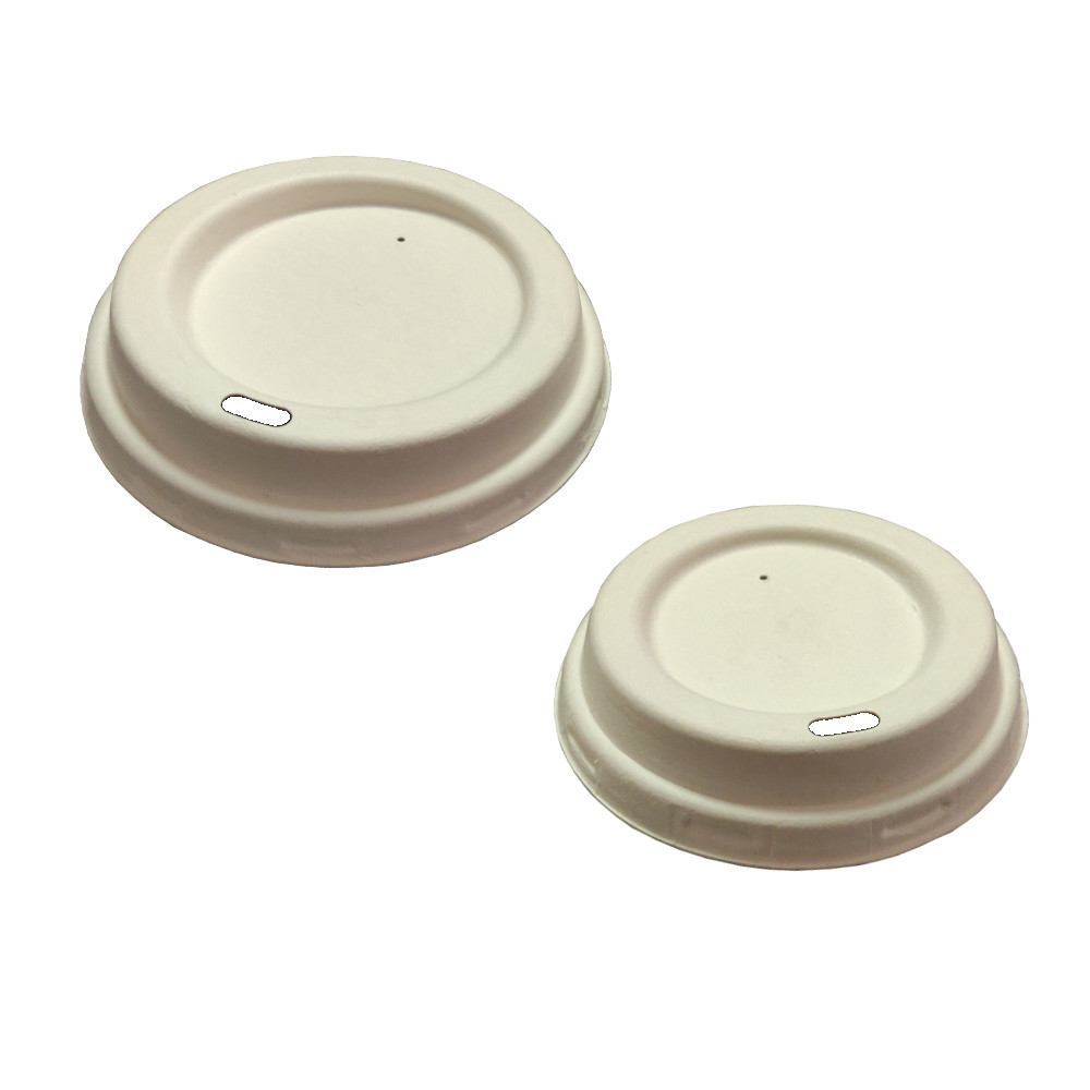 Quality 8cm Biodegradable Sugarcane Bagasse Coffee Cup Lids Eco Friendly for sale