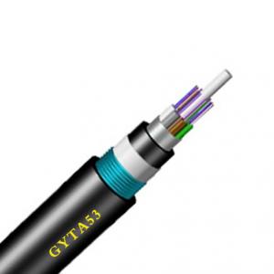 Quality GYTA53 Underground Direct Buried Armored Fiber Optical Cable 24/48/64/96 Cores for sale