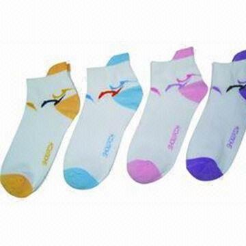 Quality Ladies' ankle socks, made of 97% T/C (35/65) and 3% spandex/97% polyester and 3% spande for sale