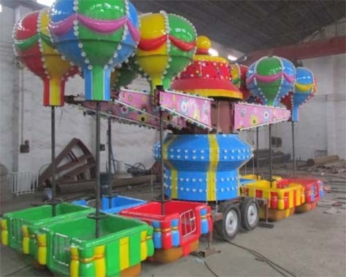 32 Seats Trailer Mounted Rides With Colorful Balloons And Beautiful Cabins