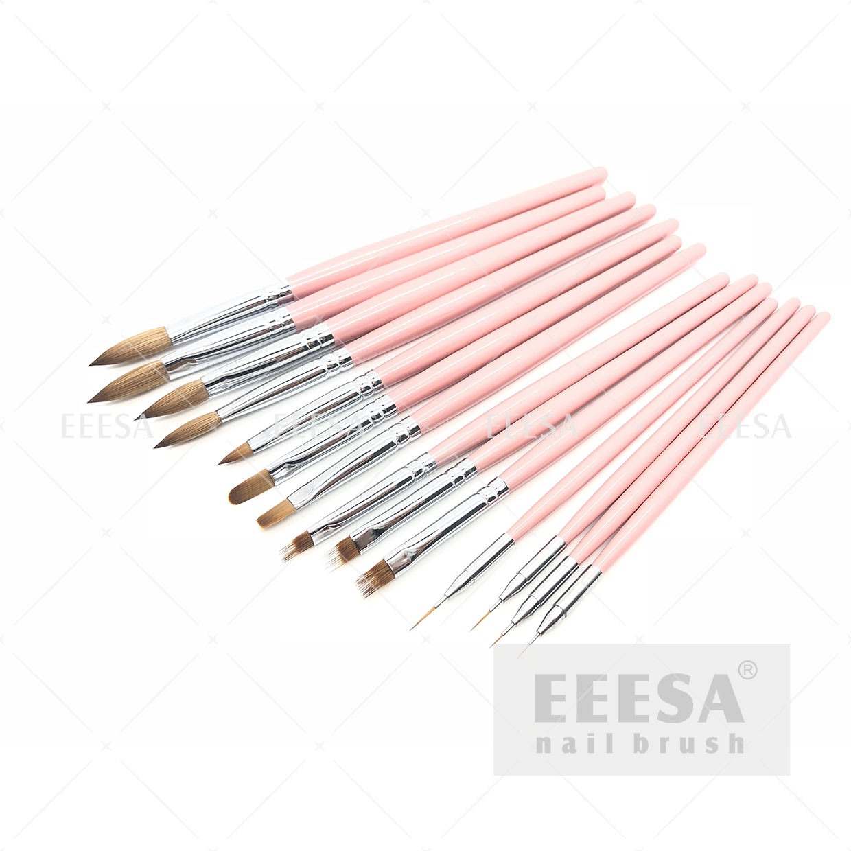 Quality Professional Nail Brush Set Wooden Handle Durable Long Working Life for sale