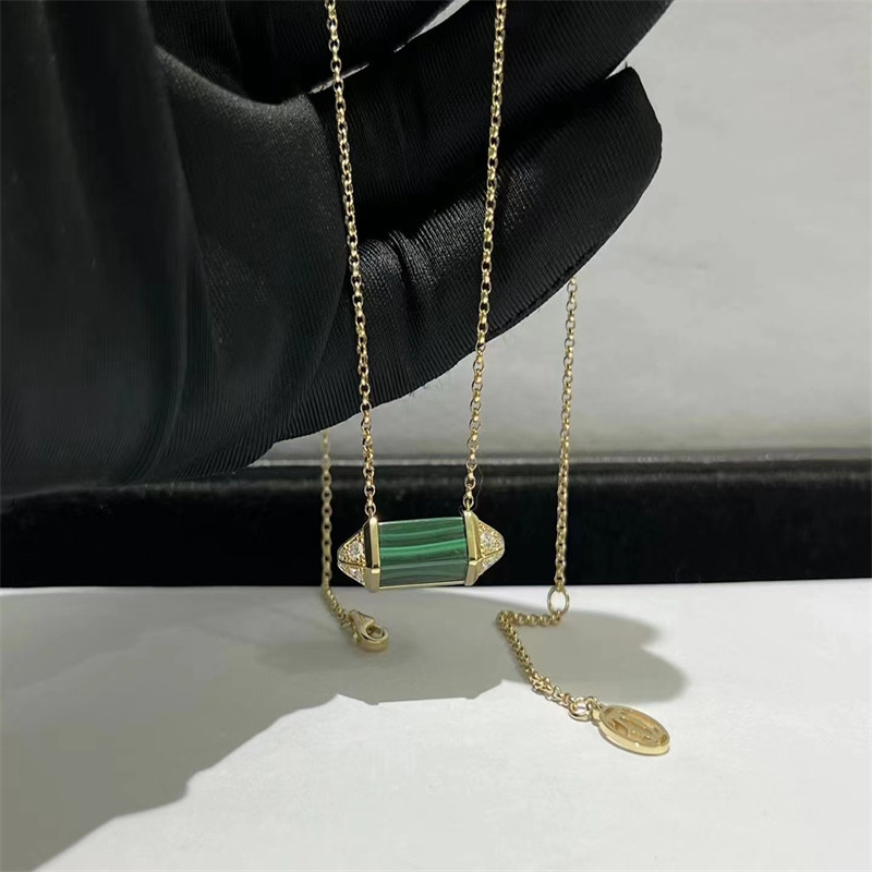 Quality 18k Cartier Jewelry Custom Jewelry Malachite Diamond Gold Necklace for sale