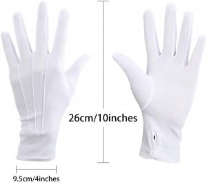 Quality Tuxedo Guard 100% Cotton Uniform White Parade Gloves 8.1 Inches for sale