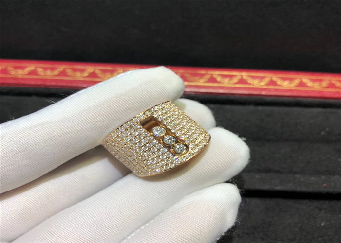 Quality Custom Made 18K Gold  Move Ring With Three Delicate Flowing Diamonds for sale