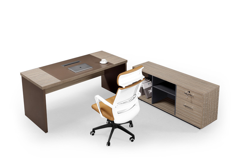 Quality BV Assured Ergonomic Office Furniture , Wood Executive Desk With Side Cabinet for sale