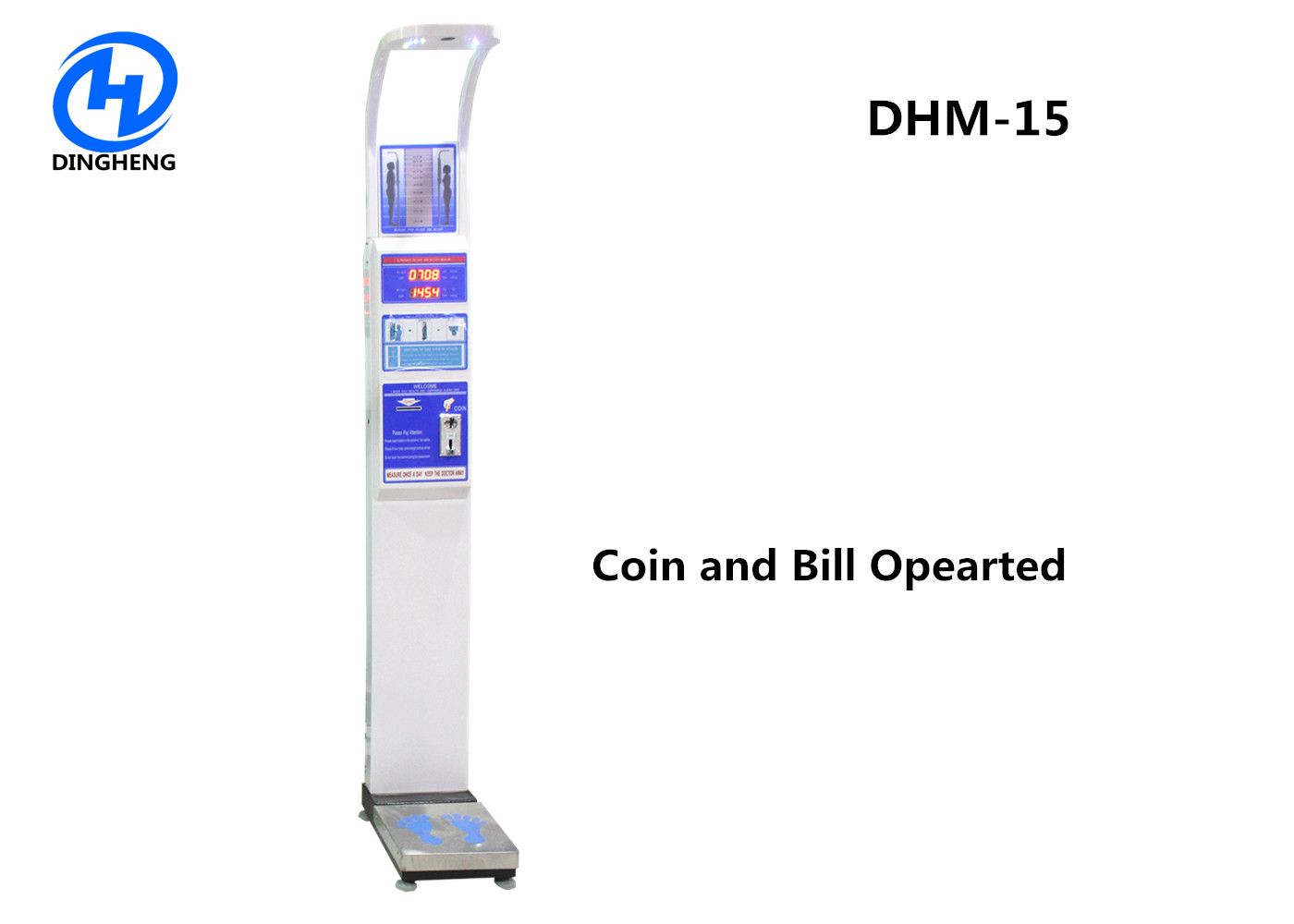 Quality Stainless Steel Coin Operated Medical height weight scales with BMI and printer for sale