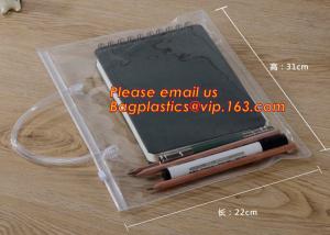 Quality Simple clear Plastic PVC A4 file bag with zipper, pvc Zip lockkk file bag, Custom PP A4 File Bag Document Bag Plastic Zippe for sale