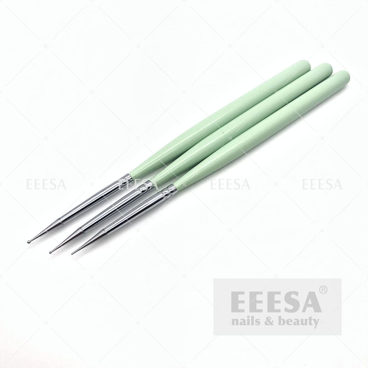 Quality Mint Green DIY Nail Dotting Tools Wooden Handle With Different Tips for sale