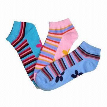 Quality Ladies Ankle Socks, Made of 97% T/C(35/65) & 3% spandex / 97% polyester & 3% spandex for sale