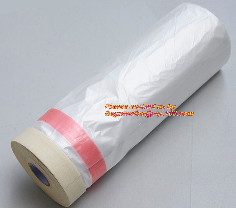 Quality 43.3 inch roll Plastic Pre-taped Masking Film, Drop cloth, masker roll for Car Paint, plasti dip masking, auto paint ove for sale