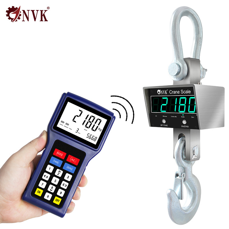 Quality 1/2/3/5/10T Industrial Remote Stainless Steel Crane Scale Hook hanging Weighing Scale for sale