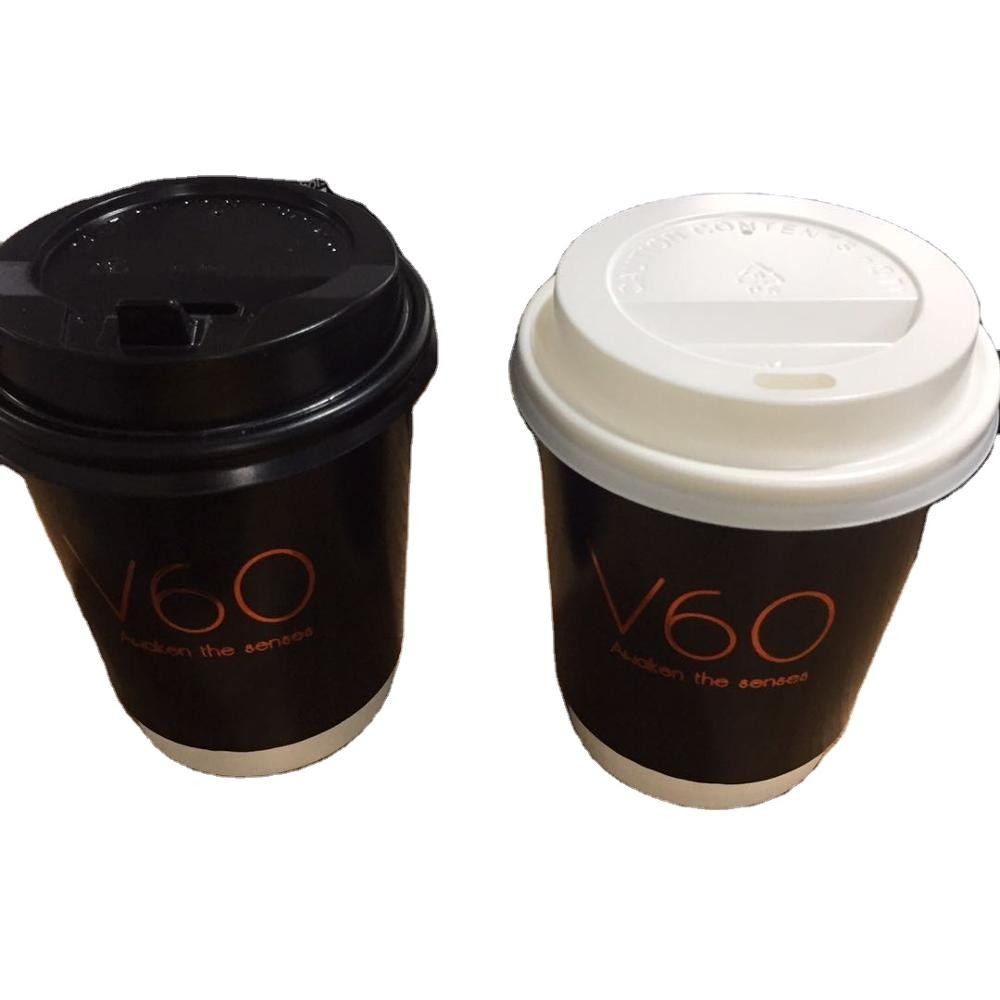 Quality Compostable Stamping Recyclable Paper Cups Printed Double Wall Coffee Cups With Lids for sale