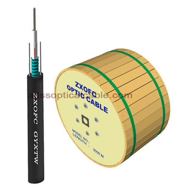 Quality Duct Aerial Direct Burial Fiber Optic Cable Single Mode GYXTW 4 6 8 12 Core for sale