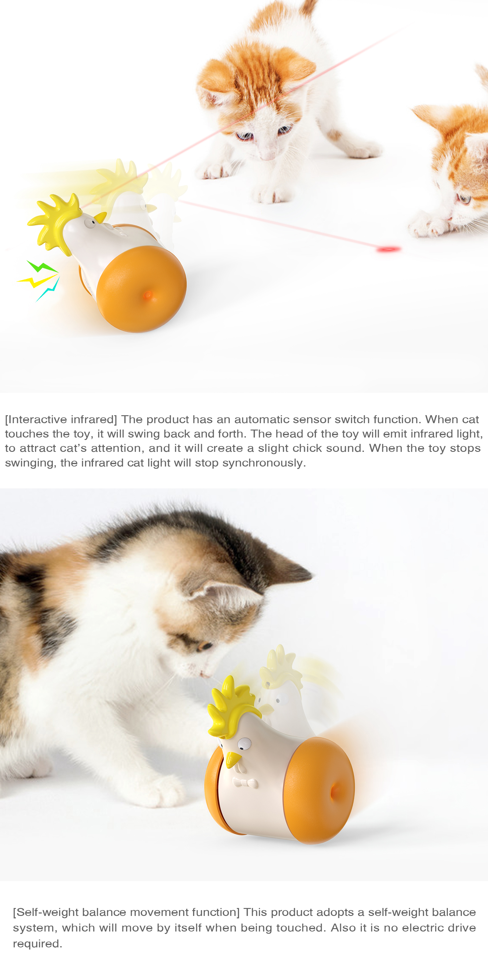 Cute Chick Shape Voice Control Tumbler Laser Pet Cat Interactive Toy