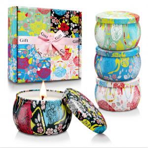 Custom Retro Patterns Travel Metal Jar Scented Candle Tin Candle Gift Sets
