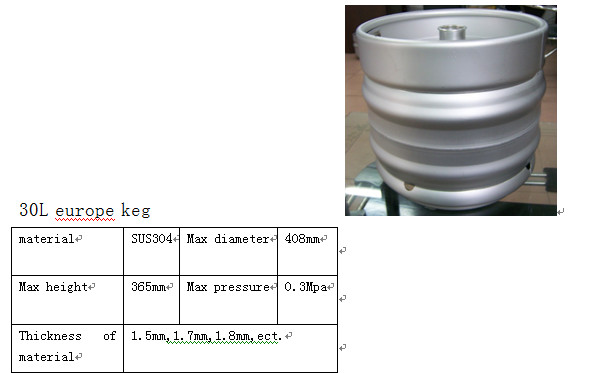 Food Grade Stainless Steel Kegs , OEM 30 Liter Keg SGS Certification