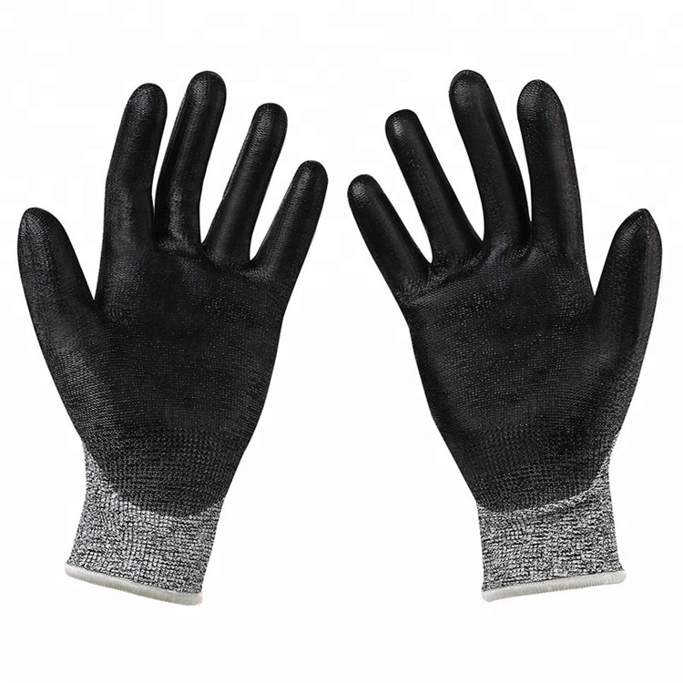 Quality Gardening Maintenance 13G HPPE PU Coated Anti Cut Work Gloves for sale