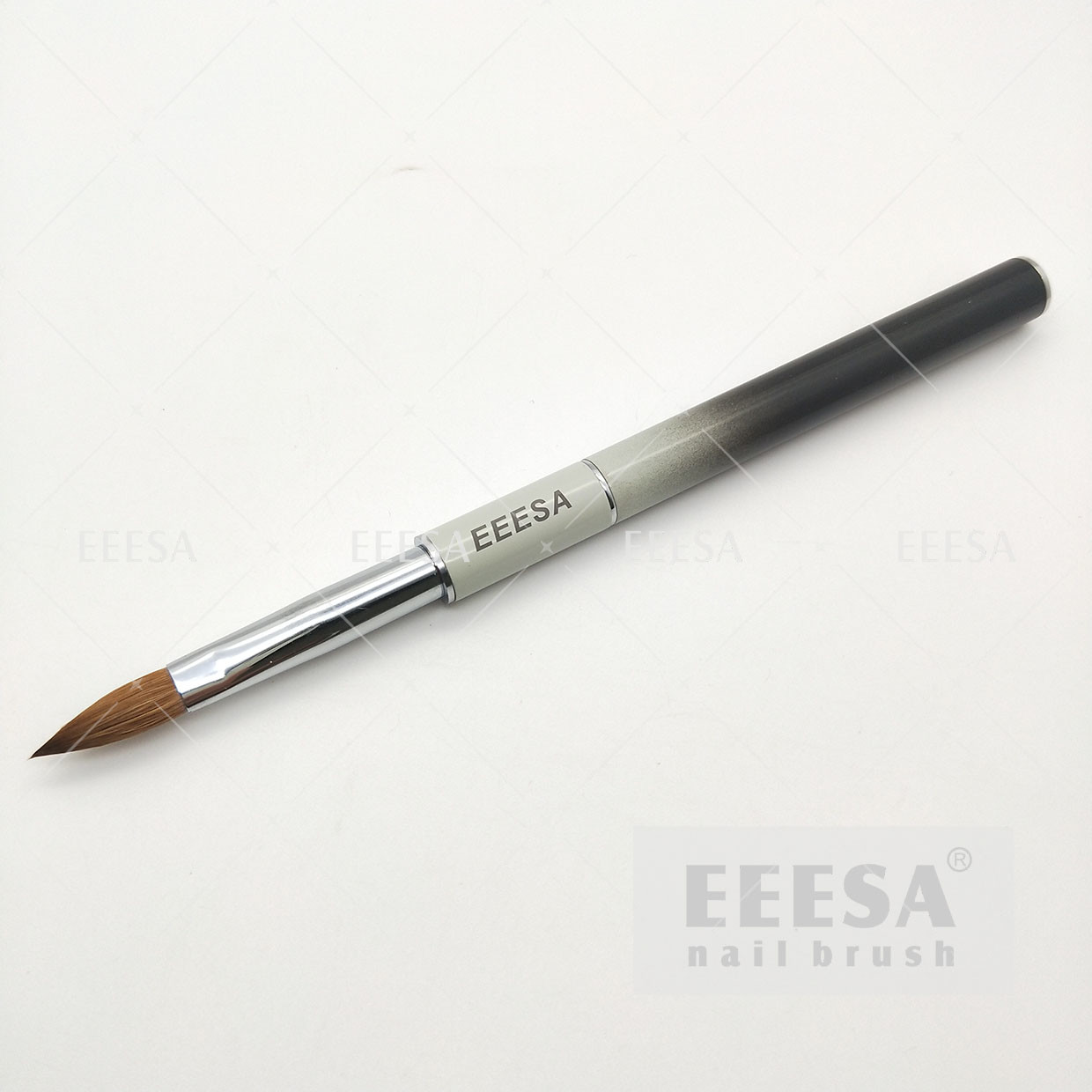 Quality Pointy Acrylic Nail Brush Grey Black Ombre Color Silver Ferrule No Deformation for sale