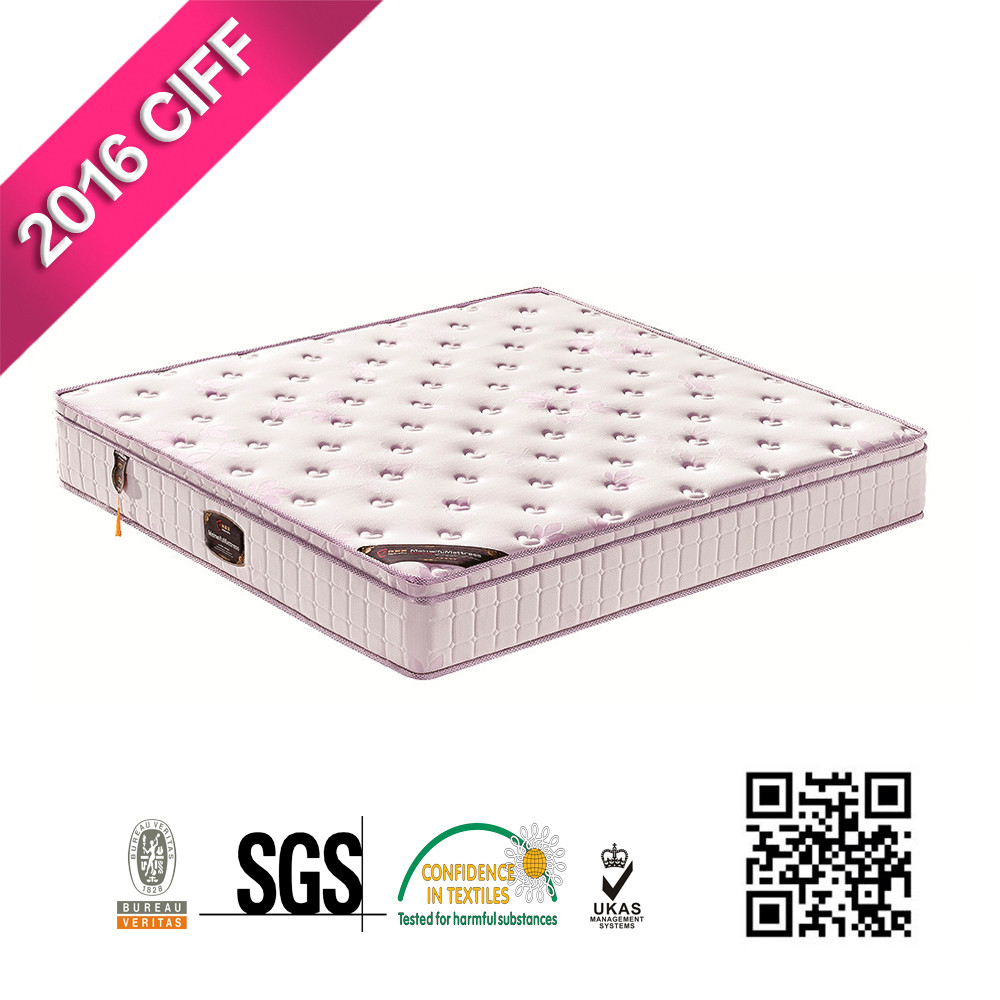 Quality China Machinery Making High Quality Bedroom Interior Vacuum Packged Queen Box Top Metal Coil Pocket Sprung Mattress for sale