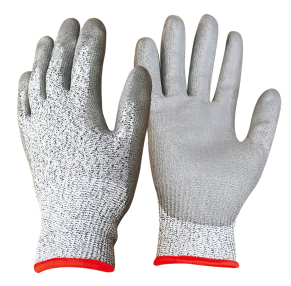 Quality String Cotton Knitted Cut Resistant Pu Gloves Ultra Firm Food Grade for sale