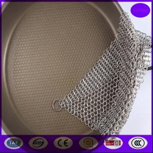Quality 6X8 Inch Kitchen Pot Brush Cast Iron Stainless Steel Chainmail Scrubber Cleaner from china for sale